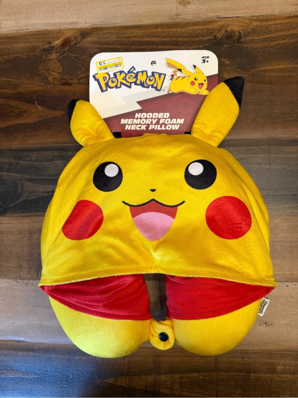 Pokémon Pikachu Hooded Memory Foam Neck Pillow Plush Yellow Red Black Cartoon